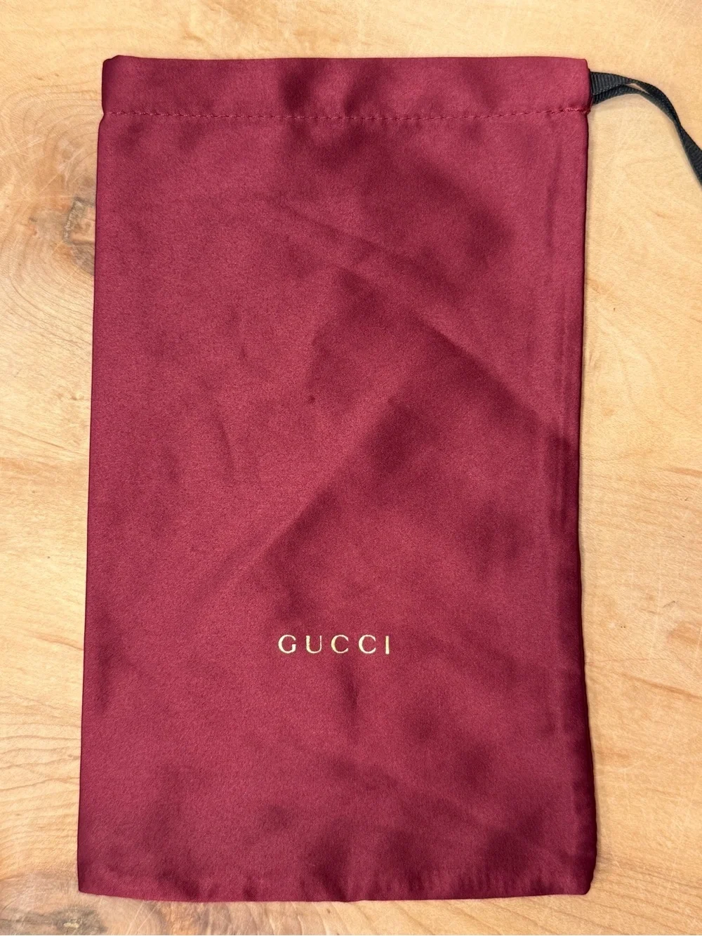 Gucci Burgundy Drawstring Dust Pouch with Gold Logo